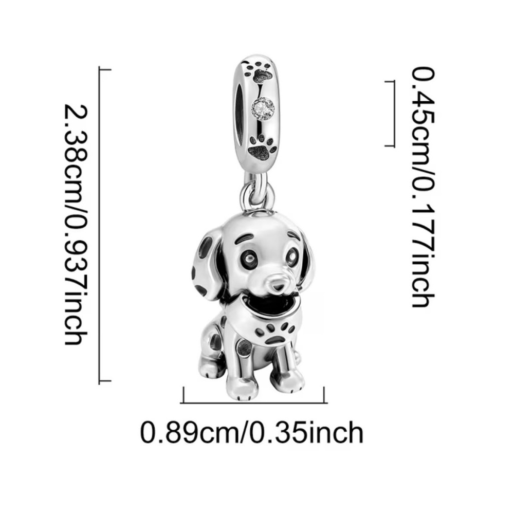 Silver Dog Charm Pendant with Paw Prints - Picture 3 of 8